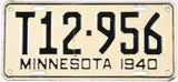 Antique 1940 Minnesota farm truck license plate in very good plus condition