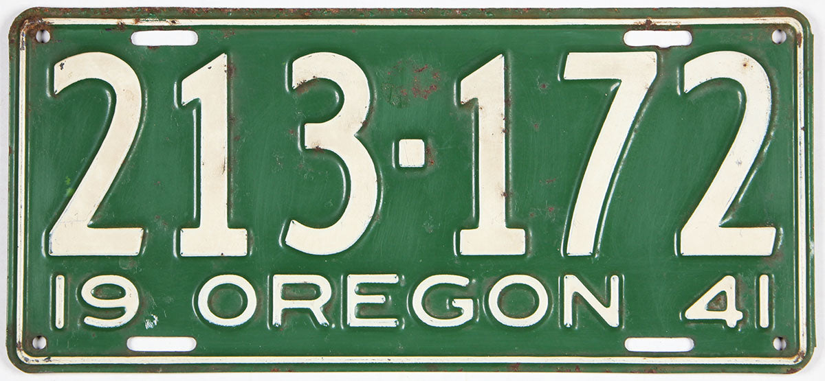 1941 Oregon car license plate grading very good