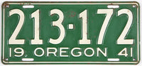 1941 Oregon car license plate grading very good