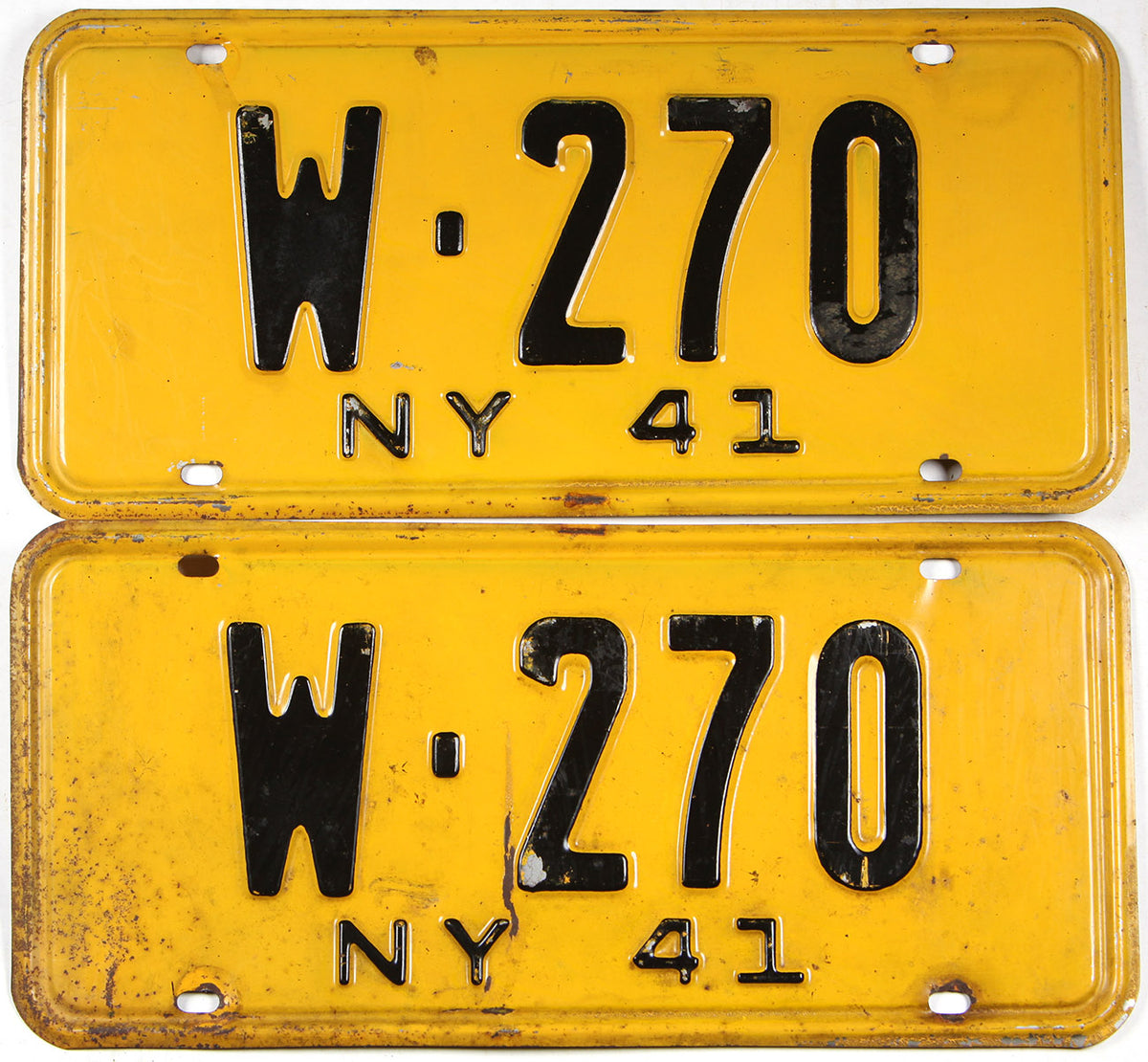 Antique pair 1941 New York car license plates grading very good