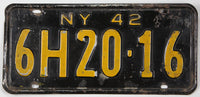 antique 1942 New York car license plate grading very good