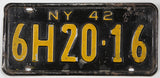 antique 1942 New York car license plate grading very good