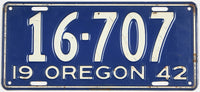 antique 1942 Oregon car license plate grading very good plus