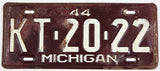 An antique 1944 Michigan car license plate for sale by Brandywine General Store in good plus condition