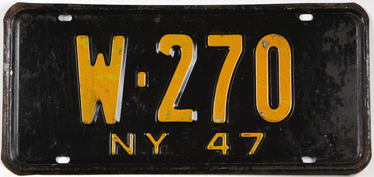 Antique 1947 New York car license plate grading very good