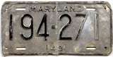 An antique 1948 Maryland car license plate for sale by Brandywine General Store in good plus condition