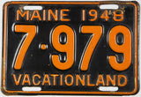 antique 1948 Maine brass license plate grading very good