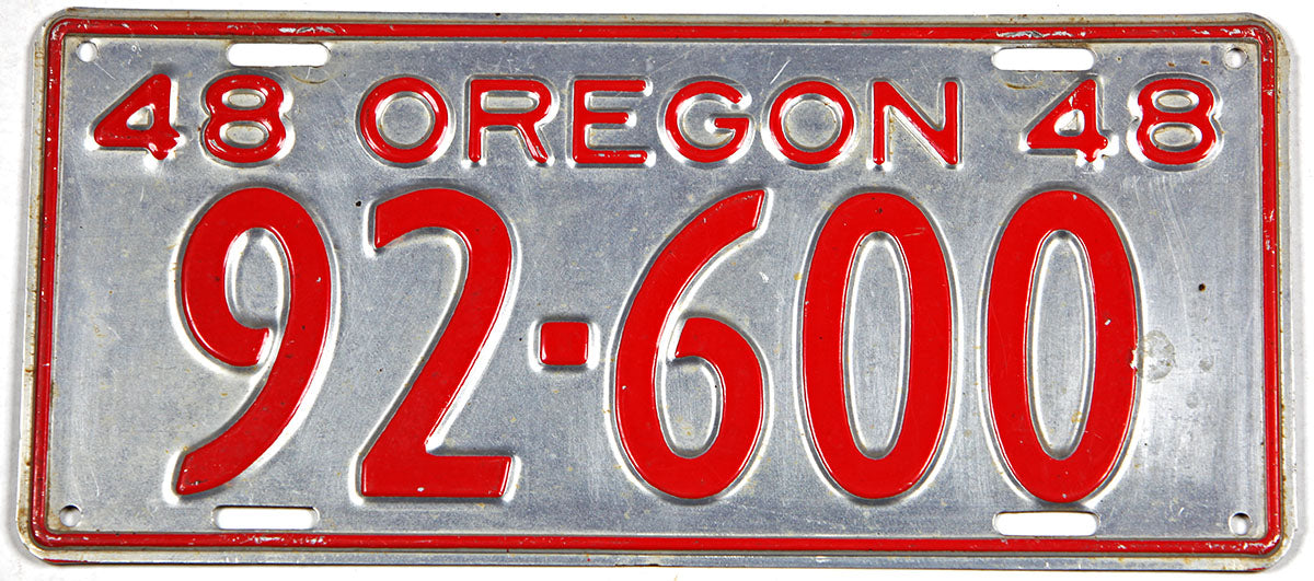 antique 1948 Oregon car license plate grading very good