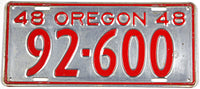 antique 1948 Oregon car license plate grading very good