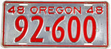 antique 1948 Oregon car license plate grading very good