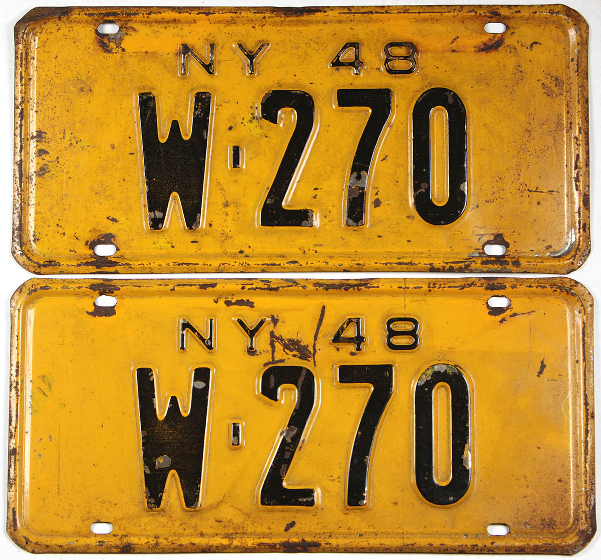 Classic pair 1948 New York car license plates grading good plus