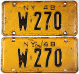 Classic pair 1948 New York car license plates grading good plus