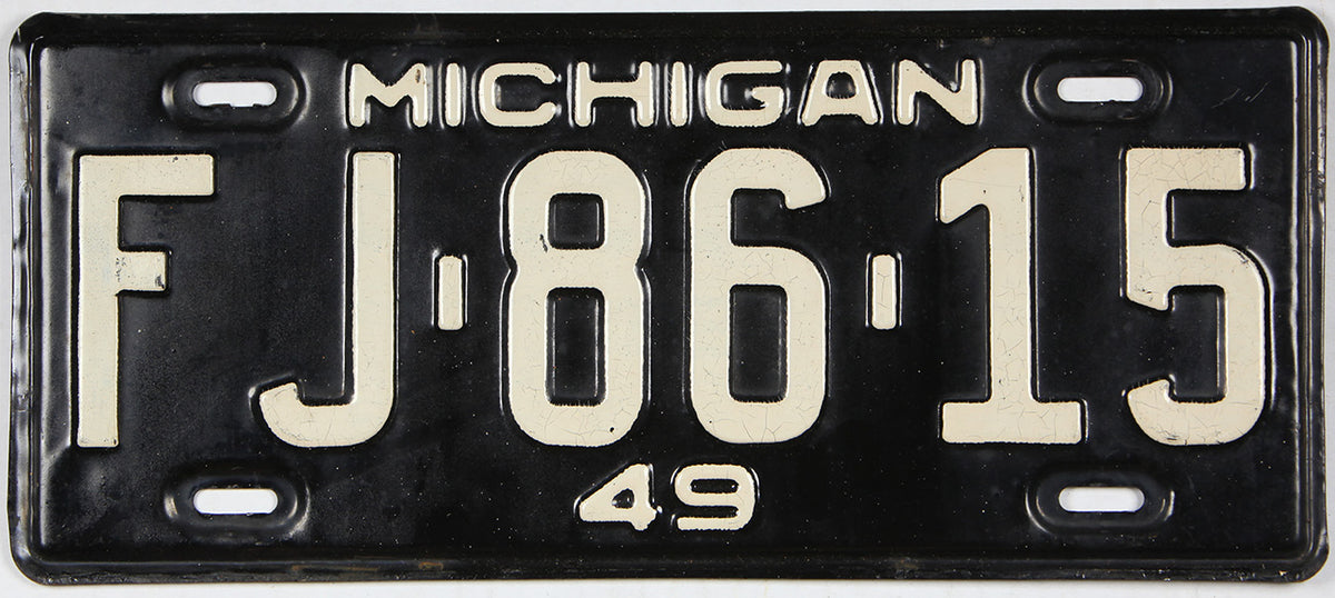 Antique 1949 Michigan car license plate grading very good plus