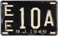 Antique 1949 New Jersey car license plate grading very good