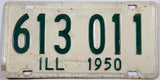Vintage Illinois license plate from 1950 with green text on a white background