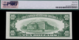 A FR #2011-B New York City district 1950A series federal reserve note in the denomination of ten dollars for sale by Brandywine General Store Reverse of bill