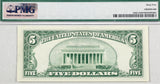 A FR #1962-G Five Dollar bill 1950-A series from the Chicago Federal Reserve Bank for sale by Brandywine General Store PMG 65 reverse of bill