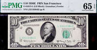 A FR #2015-L FRN ten dollar note from the Federal Reserve Bank in San Fransisco from the series of 1950-E for sale by Brandywine General Store
