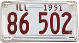 A single 1951 Illinois Car License Plates for sale at Brandywine General Store in very good condition