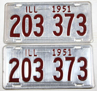 A pair of antique 1951 Illinois Car License Plates for sale at Brandywine General Store. in very good condition