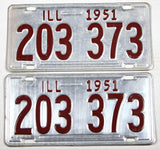 A pair of antique 1951 Illinois Car License Plates for sale at Brandywine General Store. in very good condition