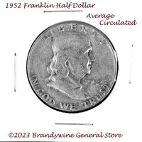 A 1952 Franklin Half Dollar in average circulated condition for sale by Brandywine General Store