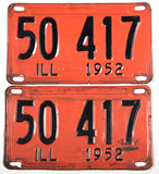 A 1952 Illinois passenger car license plate for sale at Brandywine General Store in very good condition