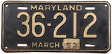 A 1953 Maryland car license plate for sale by Brandywine General Store