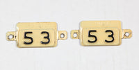 Antique pair of 1953 New Jersey metal date tabs for use on 1952 base car license plates