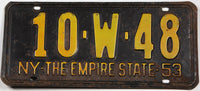 antique 1953 New York county clerk license plate grading good plus