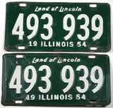 1954 Illinois car license plates for sale at Brandywine General Store in very good condition