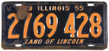 single 1955 Illinois car license plate grading good plus