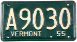 antique 1955 Vermont car license plate grading very good