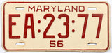 A classic 1954 Maryland Car license plate for sale by Brandywine General Store in very good condition