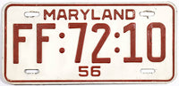 1956 Maryland License Plate