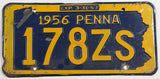 An antique 1956 Pennsylvania car license plate for sale by Brandywine General Store in very good minus condition