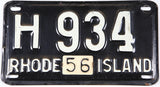 Antique single 1956 Rhode Island car license plate in very good plus condition