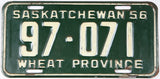 Antique 1956 Saskatchewan car license plate grading very good
