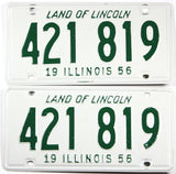 A pair of antique 1956 Illinois Passenger Automobile License Plates grading very good plus
