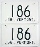 Classic 1958 Vermont car license plates with low DMV number 186 grading excellent