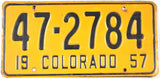 1957 Colorado single License Plate