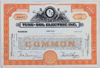 A 1958 Tung-Sol stock certificate for one share for sale by Brandywine General Store