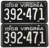 1958 Virginia License Plates