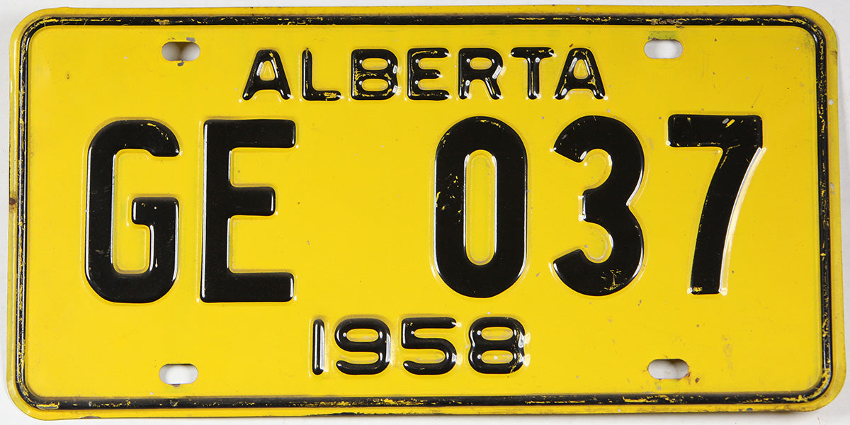 Antique 1958 Alberta car license plate grading very good plus