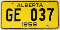 Antique 1958 Alberta car license plate grading very good plus