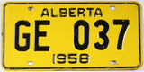 Antique 1958 Alberta car license plate grading very good plus