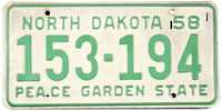 Antique 1958 North Dakota car license plate grading very good with some darkening