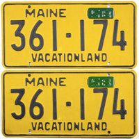 Antique 1958 Maine car license plates grading excellent minus
