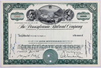 A 1959 Pennsylvania Railroad Company capital stock certificate for 100 shares for sale by Brandywine General Store