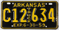 1959 Arkansas truck license plate with C prefix in excellent condition